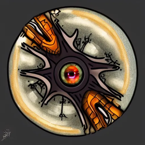 Image similar to The Eye of Sauron trapped inside a D20