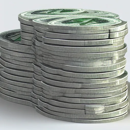 Image similar to 3D rendered money stack, chromatic material, translucent, high details, 8k, sharp, realistic