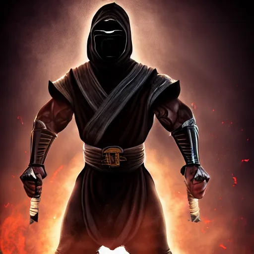 Image similar to a portrait of a Noob saibot mortal Kombat ,Grim fantasy, Mortal Kombat 11, HDR, natural light, shoulder level shot, dynamic pose, award winning photograph, Mucha style ,8k,