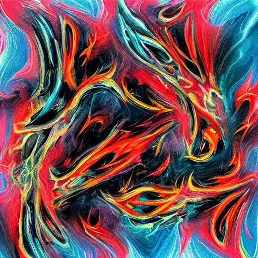 Image similar to “fire breathing dragon, abstract art”