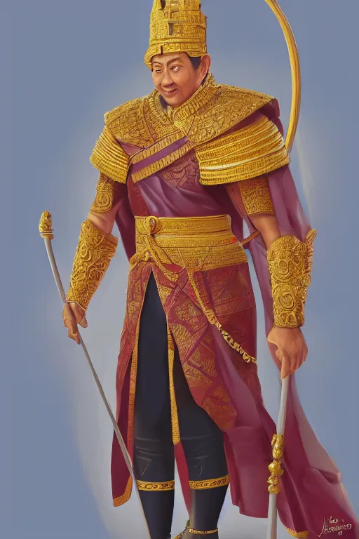 Image similar to full body portrait of king ramkamhaeng the great, highly detailed, digital painting, artstation, concept art, smooth, sharp focus, illustration, art by jakrapan posayakrit