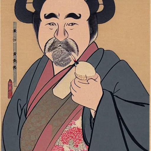 Image similar to portrait of wilford brimley as a geisha, ukiyo - e