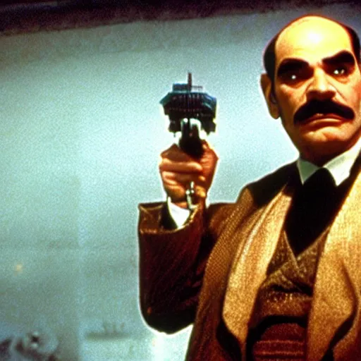 Image similar to a still of david suchet's poirot in blade runner ( 1 9 8 2 )