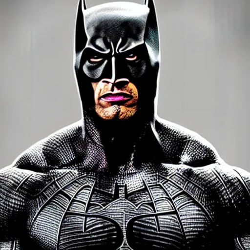 Image similar to Dwayne Johnson as Spiderbatman , an film still