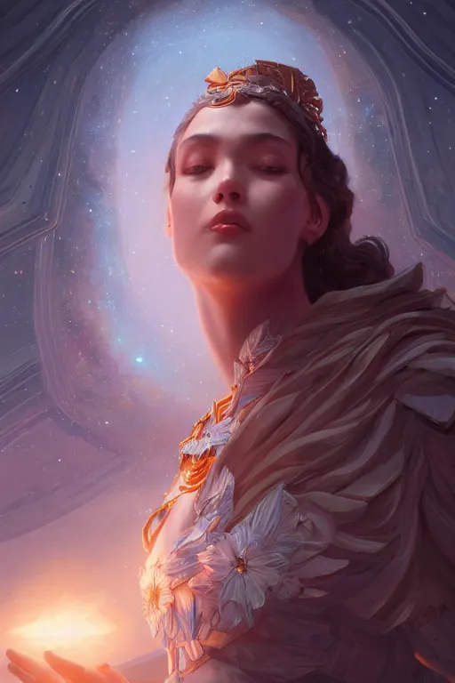Image similar to goddess of the star, highly detailed, digital painting, artstation, concept art, smooth, sharp focus, illustration, unreal engine 5, 8 k, art by artgerm and greg rutkowski and edgar maxence