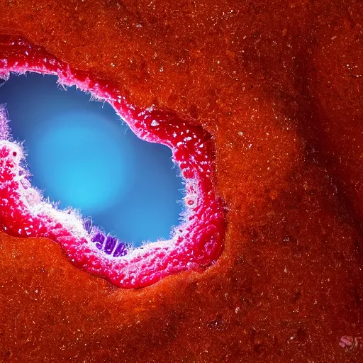 Image similar to amoeba eating infusoria, beautiful macro photography, cold ambient light