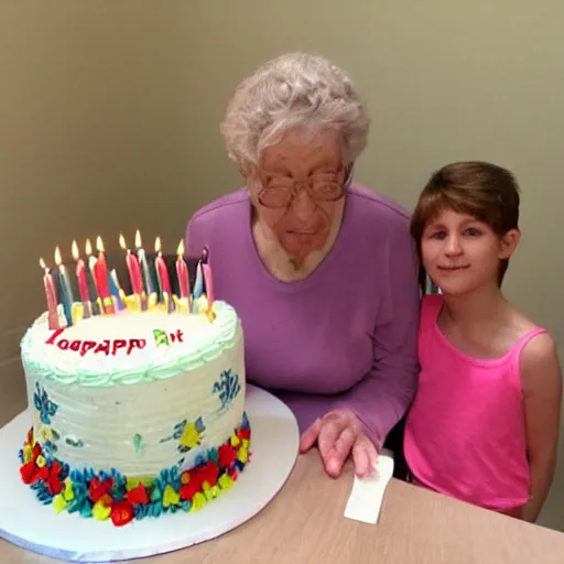 Prompt: grandma brings your birthday cake