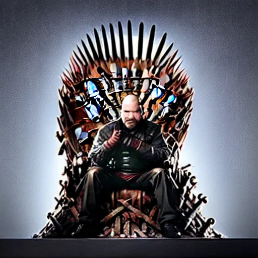 Image similar to “Intricate 4K photo of Walter White sitting on the Iron Throne from Game of Thrones, award-winning crisp details”