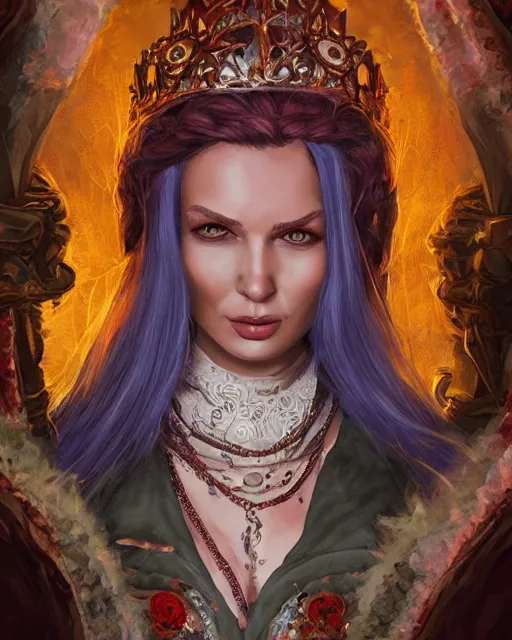 Prompt: the empress of licorice, D&D character art, realistic digital painting, fantasy art, digital painting, character portrait, intricate ornamentation, by Paolo Eleuteri Serpieri, Artstation Trending, Paolo Eleuteri Serpieri