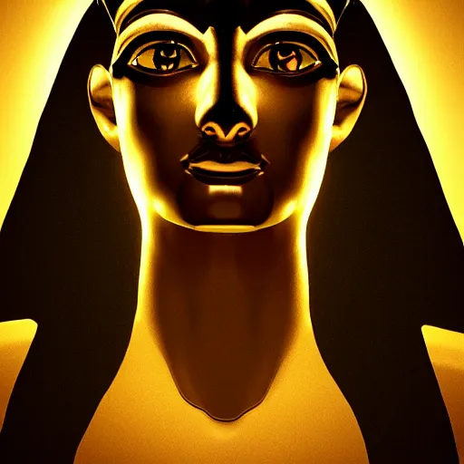 Image similar to egypt god, anubis, head, light circles, degital art, artstation
