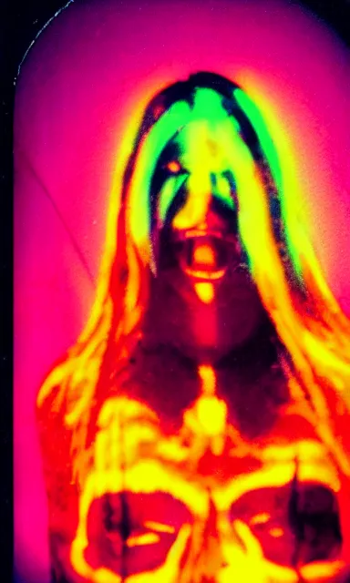 Image similar to colorful chromatic abberation, 9 0 s toy commercial, photo from the 7 0 s, horror lighting, neon lighting, polaroid photo,