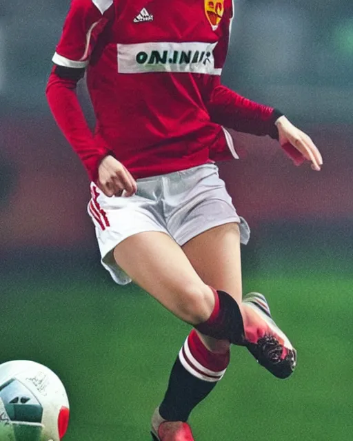 Image similar to a portrait of emma watson as a lokomotiv football player, hyper realistic, highly detailed