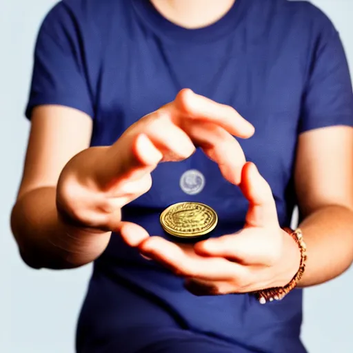 Prompt: Cat holding with a coin. Professional logo, Pictorial logo, epic design.