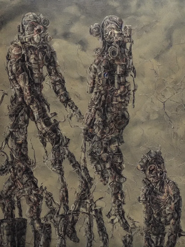 Prompt: after nuclear fallout, people searching for the happiness, stalker, detailed painting