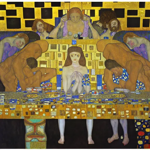 Prompt: The Last Supper by Gustav Klimt,