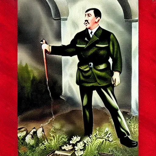 Prompt: hitler painting a beautiful picture of himself