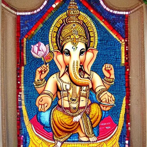 Image similar to a beautiful mosaic of the god ganesh