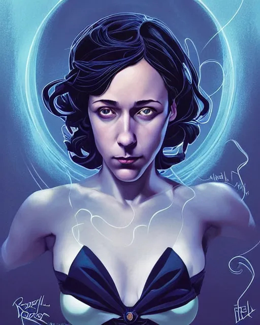 Prompt: beautiful stella maeve magician, black magic spells, in the style of joshua middleton, rafeal albuquerque comicbook cover art, phil noto, creepy pose, spooky, symmetrical face and body, volumetric lighting, vibrant cinematic lighting, detailed realistic symmetrical eyes, insanely detailed and intricate elegant, titian, bioshock, underwater home