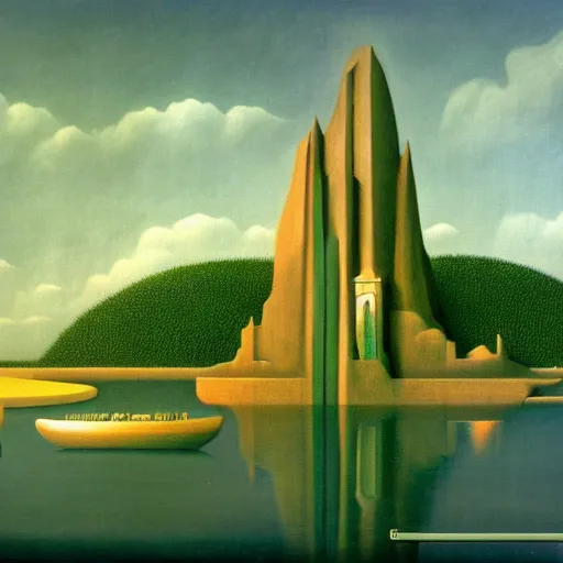 Prompt: architecture by henri rousseau, atlantis sci - fi crystal matte painting love, wallpaper, highly detailed, trending on artstation.
