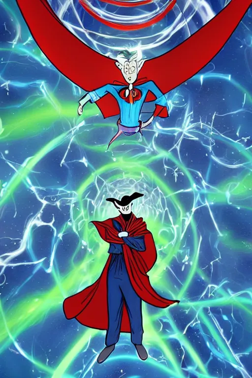 Image similar to the third first image on the scattered absurdity server by Dr seuss and dr strange, very pretty, photorealistic, portal hopping and time warping with reckless abandon