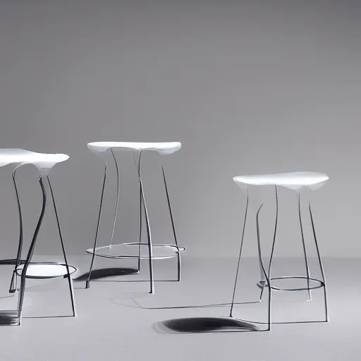 Prompt: the corian jellyfish stool by jasper morrison