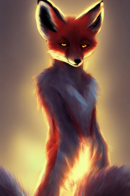 Image similar to a fox fursona, trending on artstation, by kawacy, furry art, digital art, cyberpunk, high quality, backlighting