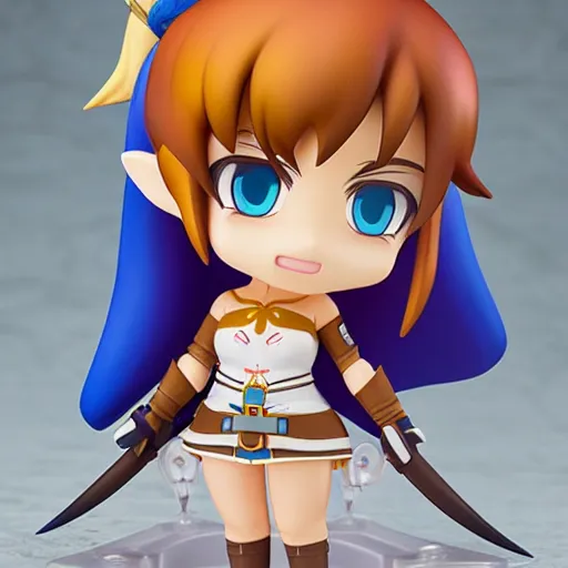 Image similar to high quality portrait matte painting of cute girl in the style of nendoroid and Toon Zelda , thick painting, medium close-up