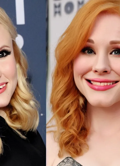 Image similar to photograph of a combination of kristen bell and christina hendricks