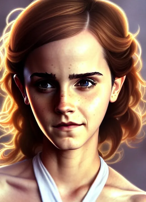 Image similar to cute emma watson, natural lighting, path traced, highly detailed, high quality, digital painting, by don bluth and ross tran and studio ghibli and alphonse mucha, artgerm