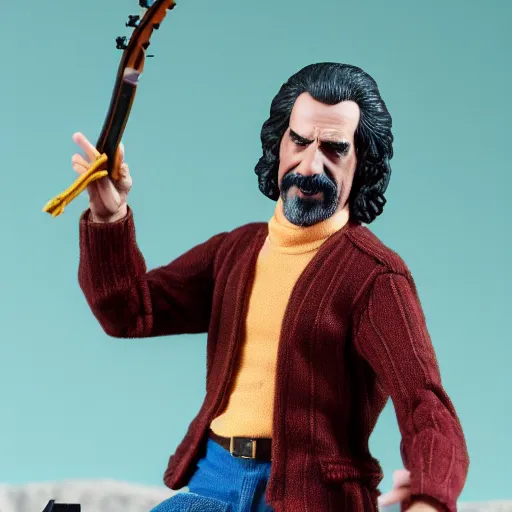 Prompt: frank zappa hot toys action figure promo shots 4 k photography