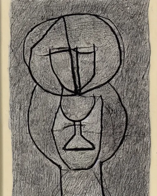 Prompt: portrait of a demon. Line drawing by Paul Klee. Pen and ink by Dali.