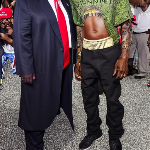 Image similar to chief keef posing with donald trump, realistic, high definition