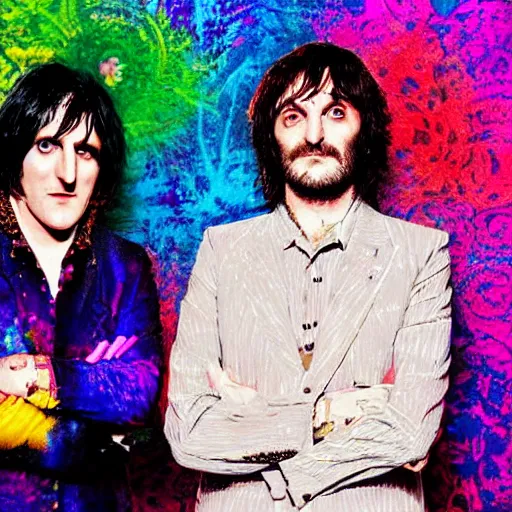 Prompt: noel fielding and julian barratt in a psychedelic mdma painting