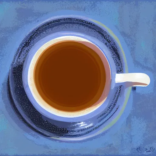 Prompt: digital painting of a real fish is drinking from a cup of tea, photorealism