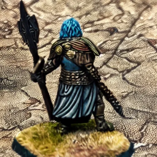 Image similar to odin with huggin and munning on his shoulders walking through the sea of death, followed by the valkyries army. he is holding gungir in his right hand, 6 0 mm portrait photo