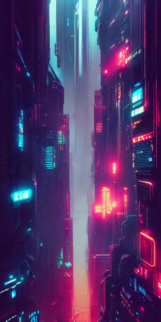 Image similar to epic cyberpunk cityscape : : blade runner, james guilleard, beeple, laurie greasley, dan mcpharlin : : ornate, dynamic, particulate, rich colors, intricate, elegant, highly detailed, centered, artstation, smooth, sharp focus, octane render, 3 d