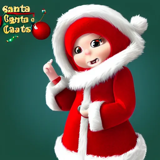 Image similar to santa claus woman cgi, cute, chibi, anime, 3d art, digital art