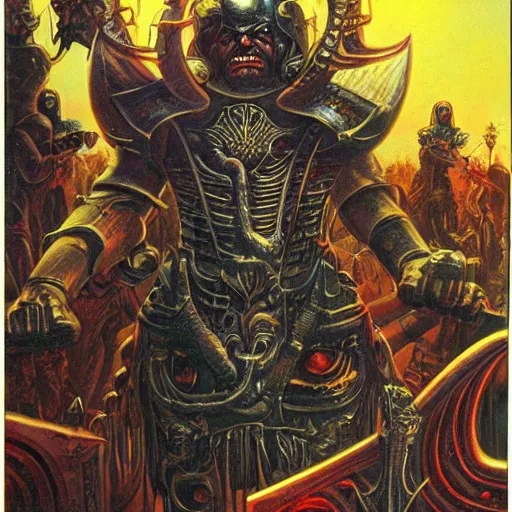 Image similar to Artwork by Clyde Caldwell of The Sanguinary Grail.