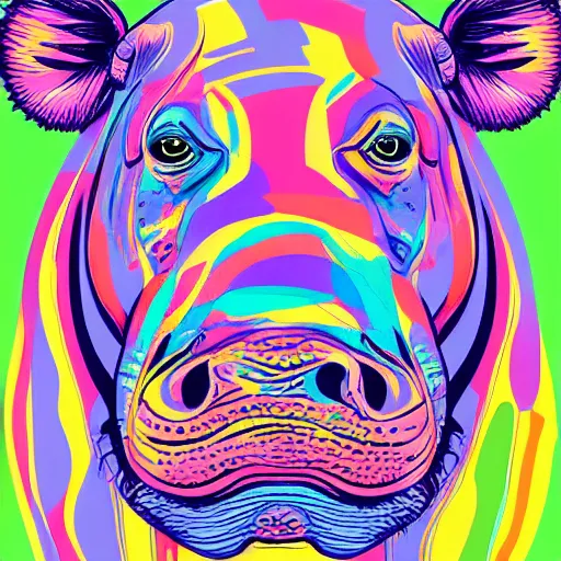 Prompt: Hippo, Vibrant, Vector art, by Vanja Vikalo Linnch