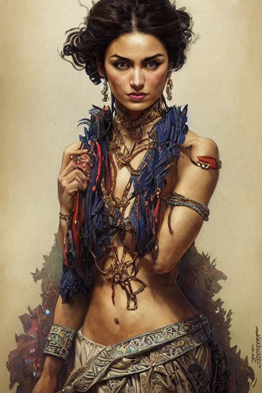 Image similar to Ana de la Reguera portrait, Aztec, Mayan, fantasy, elegant, intricate, by Stanley Artgerm Lau, greg rutkowski, thomas kindkade, alphonse mucha, loish, norman Rockwell