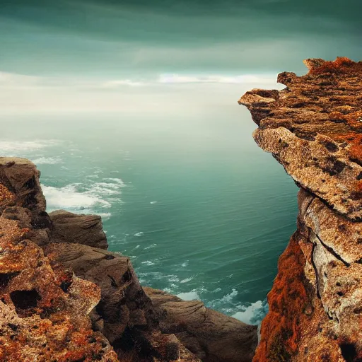 Image similar to the edge of the world, hyperrealistic photography