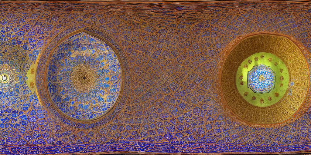 Image similar to equirectangular view of the nasir al - mulk mosque in iran by jonathan solter, 4 k