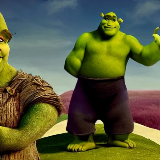 Image similar to Shrek, directed by christopher nolan