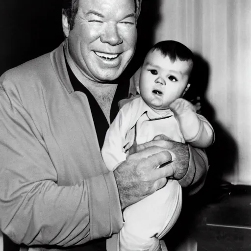 Image similar to william shatner yelling at baby, photograph 4 k