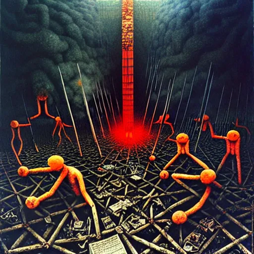 Image similar to 9 / 1 1 terror attack by otto dix, junji ito, hr ginger, jan svankmeyer, beksinski, claymation, hyperrealistic, aesthetic, masterpiece