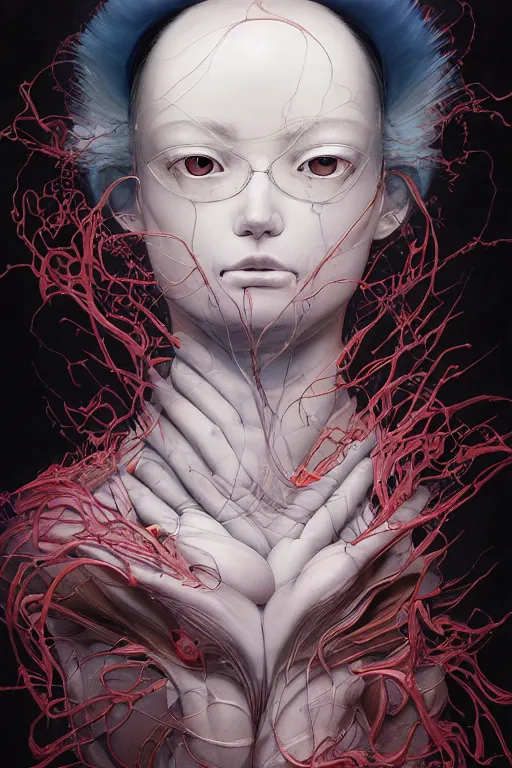 Image similar to prompt : figurative unique features beautiful subconscious, symmetrical face, portrait soft light painted by james jean and katsuhiro otomo and erik jones, inspired by akira anime, smooth face feature, intricate oil painting, high detail illustration, sharp high detail, manga and anime 1 9 9 9