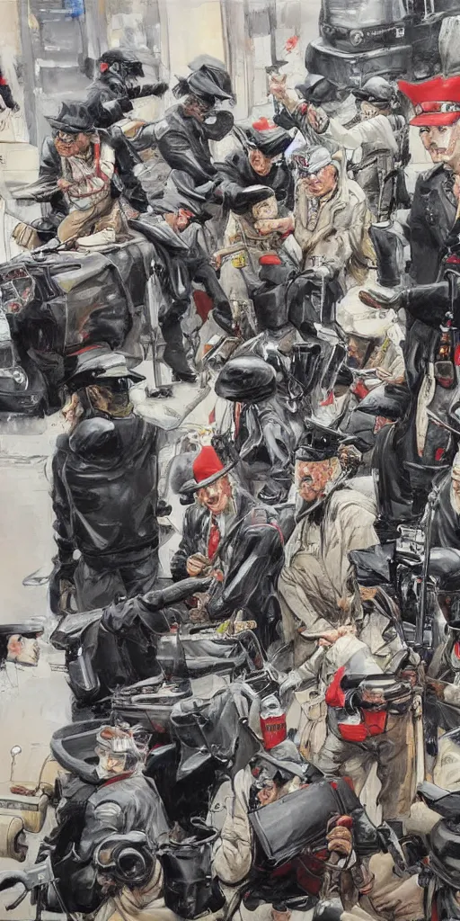 Image similar to oil painting scene from london police office by kim jung gi