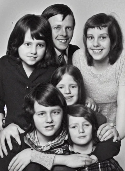 Image similar to a family of four in the 1 9 7 0 s