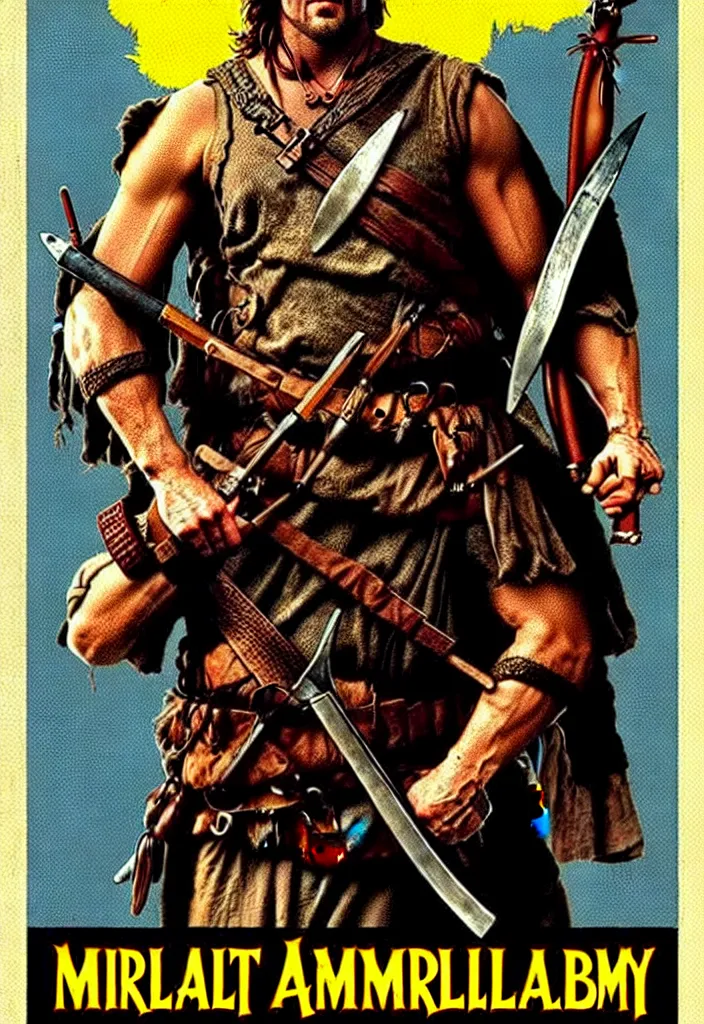 Image similar to medieval rambo - movie poster, 1 9 9 1, hq print