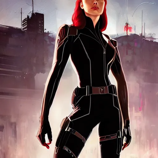 Image similar to portrait of James Deen as Black Widow in the Avengers movie, looking at camera, intricate, dystopian, sci-fi, extremely detailed, octane render, digital painting, concept art, smooth, sharp focus, illustration, incredible art by artgerm and greg rutkowski and alphonse mucha and simon stalenhag